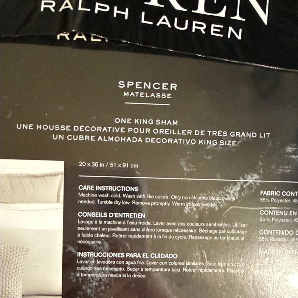 Ralph Lauren Light Gray king pillow sham sage new